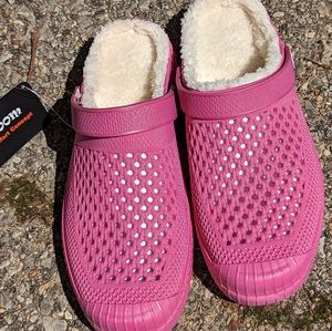 PUBOOM Winter Fury Slippers Womens Mens Size 8 Pink/White